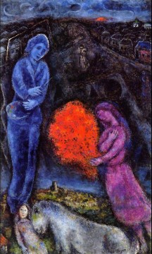 fire at night Ölbilder verkaufen - Saint Paul de Vance at Sunset Zeitgenosse Marc Chagall